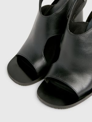 triple black leather heeled sandals for women calvin klein jeans