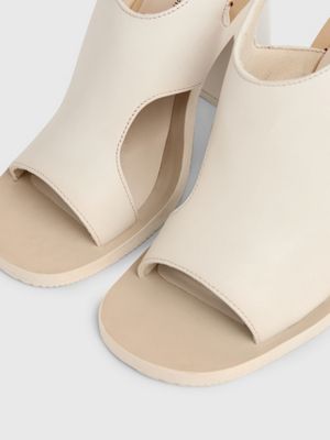 triple eggshell leather heeled sandals for women calvin klein jeans