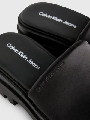 triple black satin platform sandals for women calvin klein jeans