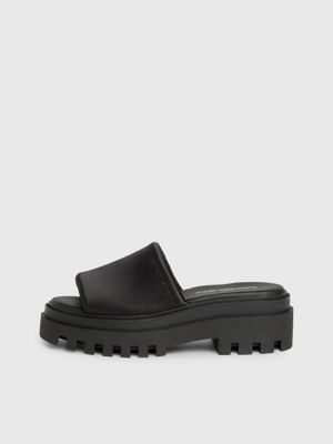 triple black satin platform sandals for women calvin klein jeans