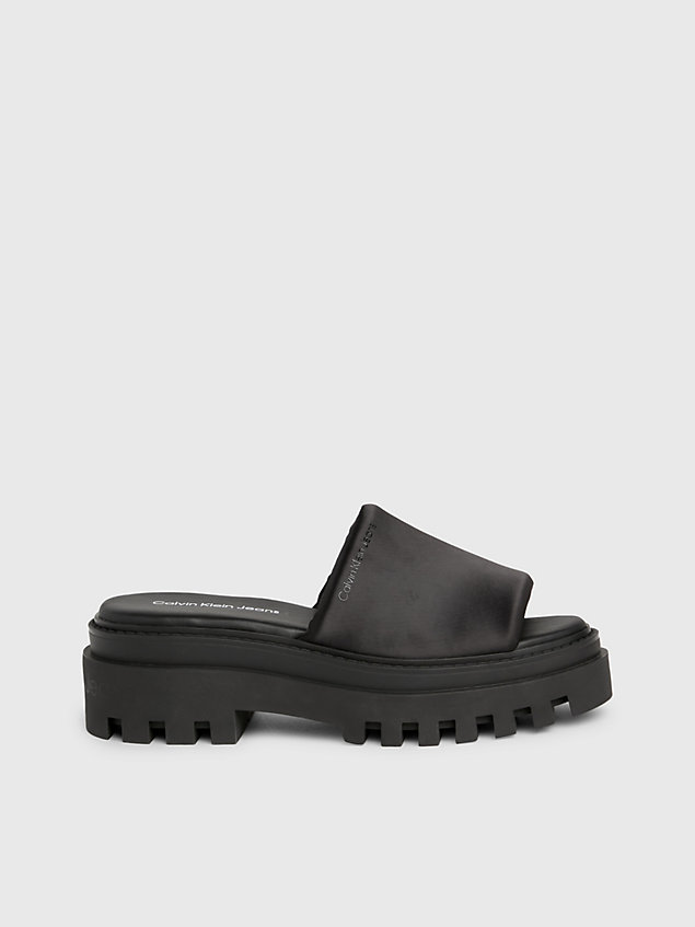 black satin platform sandals for women calvin klein jeans