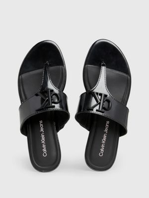 Calvin klein patent leather hot sale slides