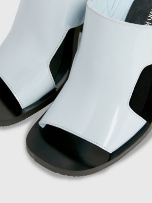 baby blue/black patent leather heeled sandals for women calvin klein jeans