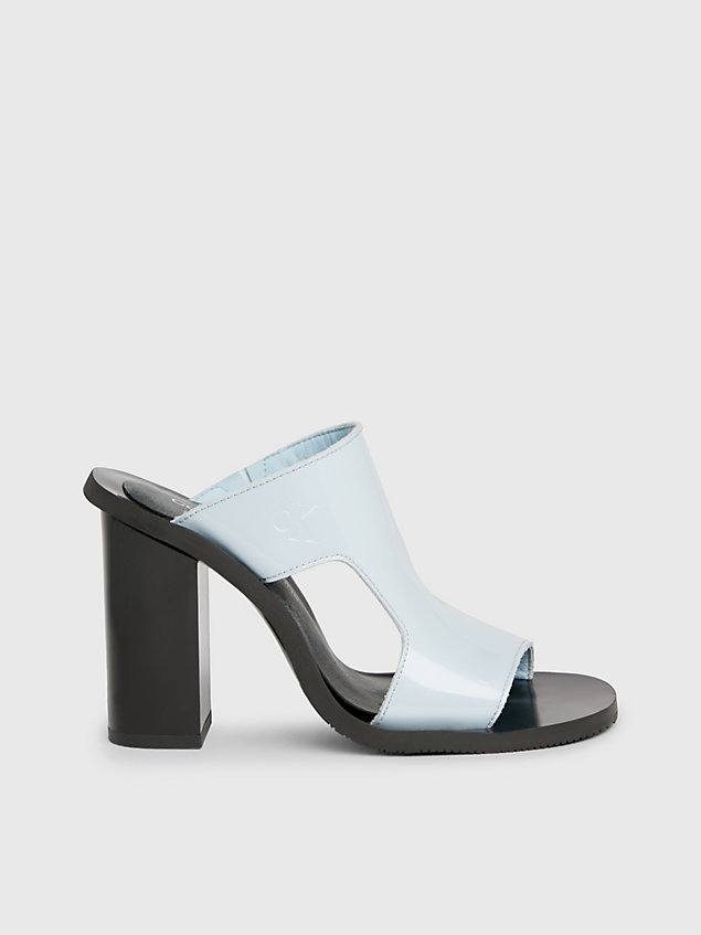 blue patent leather heeled sandals for women calvin klein jeans