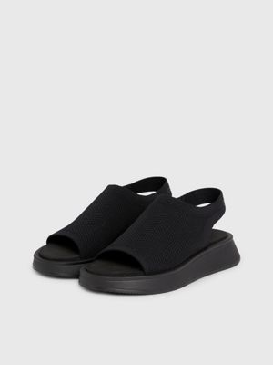 triple black knit sandals for women calvin klein jeans