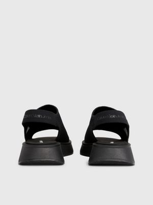 triple black knit sandals for women calvin klein jeans