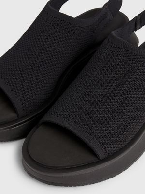 triple black knit sandals for women calvin klein jeans