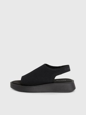 triple black knit sandals for women calvin klein jeans