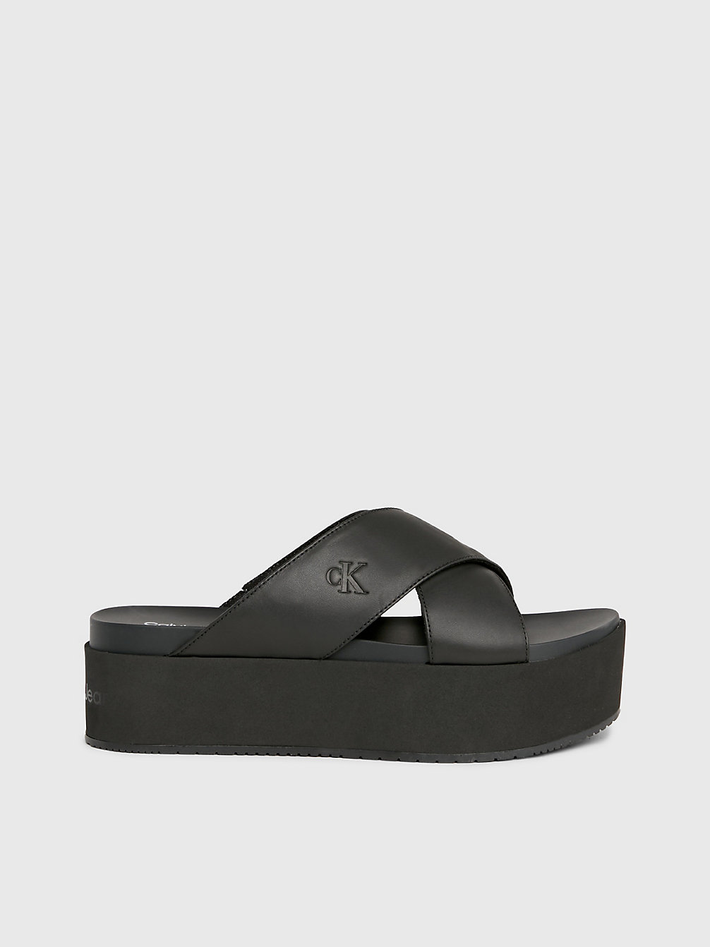 TRIPLE BLACK Leather Platform Sandals undefined Women Calvin Klein