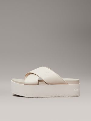 triple eggshell leather platform sandals for women calvin klein jeans