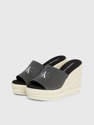 black salt and pepper canvas espadrille wedge sandals for women calvin klein jeans