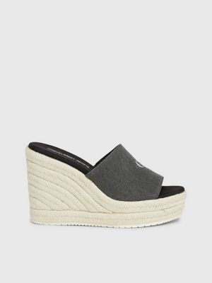 black canvas espadrille wedge sandals for women calvin klein jeans