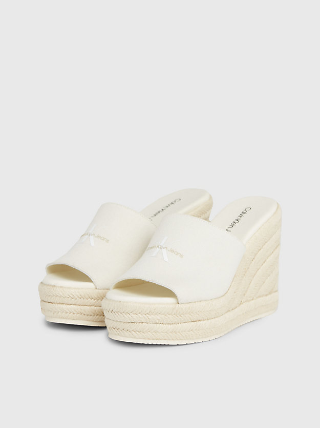 creamy white canvas espadrille wedge sandals for women calvin klein jeans