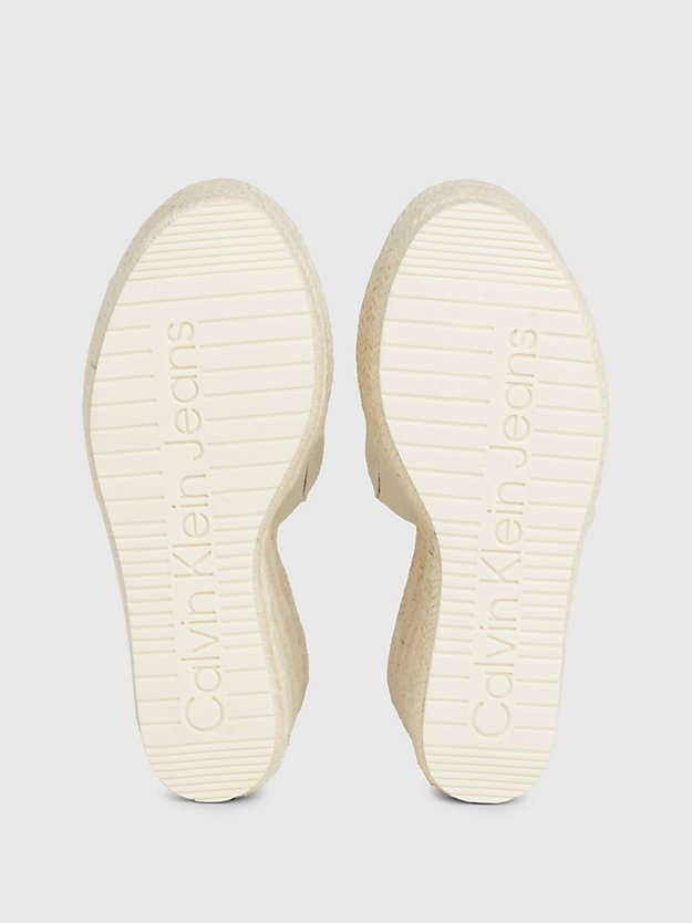 creamy white canvas espadrille sandalen met sleehak voor dames - calvin klein jeans