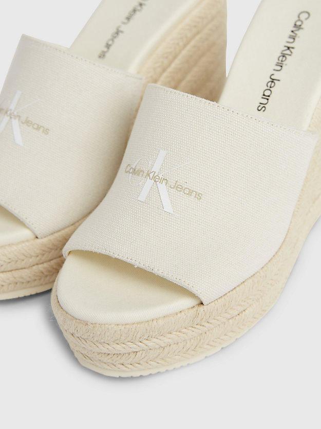 creamy white canvas espadrille wedge sandals for women calvin klein jeans