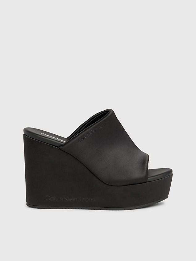 black satin platform wedge sandals for women calvin klein jeans