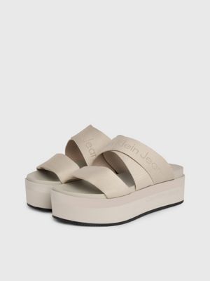 triple eggshell platform sandals for women calvin klein jeans