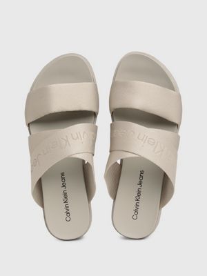 triple eggshell platform sandals for women calvin klein jeans