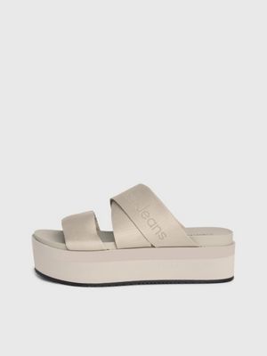 triple eggshell platform sandals for women calvin klein jeans