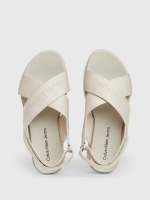 triple eggshell platform sandals for women calvin klein jeans