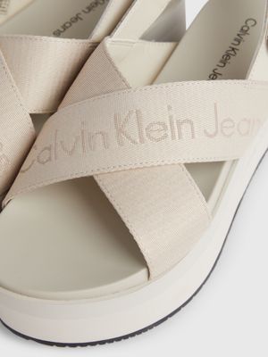 triple eggshell platform sandals for women calvin klein jeans