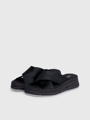 triple black espadrille wedge sandals for women calvin klein jeans