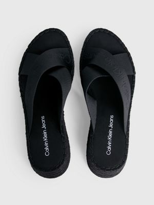 triple black espadrille wedge sandals for women calvin klein jeans