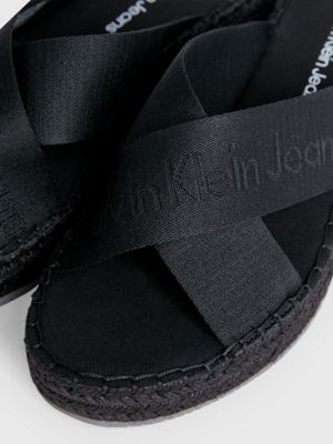 triple black espadrille wedge sandals for women calvin klein jeans