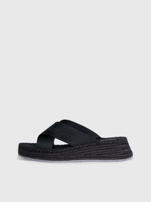 triple black espadrille wedge sandals for women calvin klein jeans