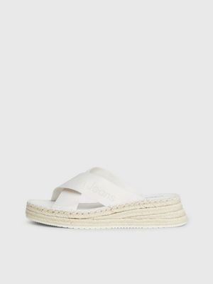 off white espadrille wedge sandals for women calvin klein jeans