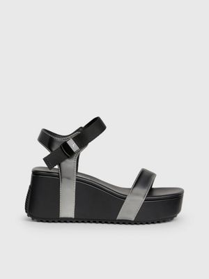 Metallic Platform Wedge Sandals Calvin Klein YW0YW013660GN