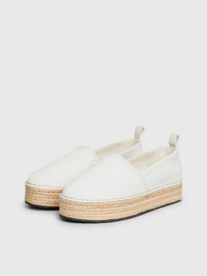 creamy white/bright white knit platform espadrilles for women calvin klein jeans