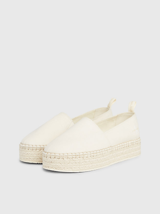 sneaker espadrillas in tela con plateau creamy white / bright white da donne calvin klein jeans