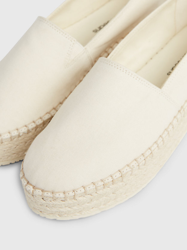 creamy white/bright white canvas platform espadrille trainers for women calvin klein jeans