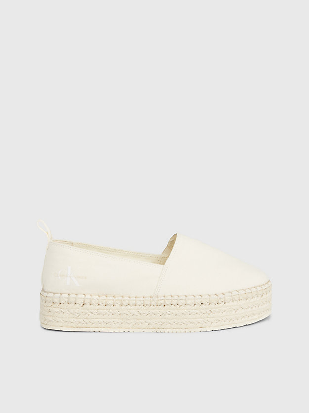 sneaker espadrillas in tela con plateau creamy white / bright white da donne calvin klein jeans