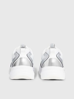 bright white/silver leather trainers for women calvin klein jeans