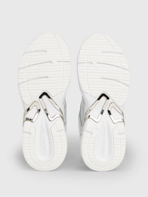 bright white/silver leather trainers for women calvin klein jeans