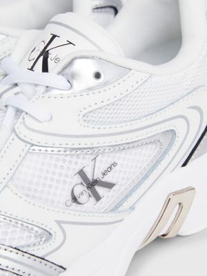 bright white/silver leather trainers for women calvin klein jeans