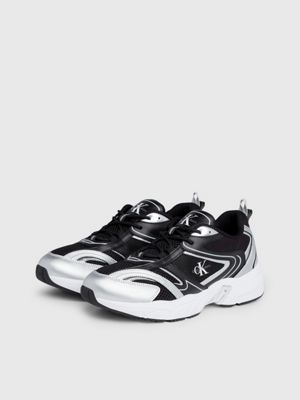 black/silver leather trainers for women calvin klein jeans