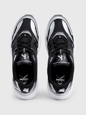 black/silver leather trainers for women calvin klein jeans