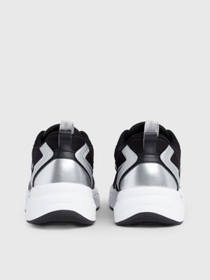 black/silver leather trainers for women calvin klein jeans