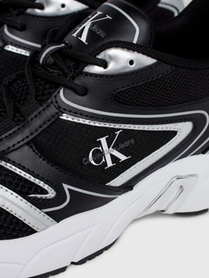 black/silver leather trainers for women calvin klein jeans