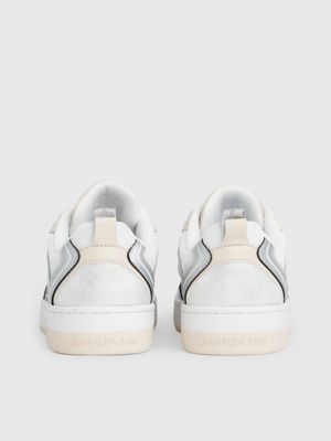 bright white/whisper pink/silver leather trainers for women calvin klein jeans