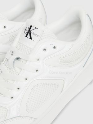 bright white/silver trainers for women calvin klein jeans