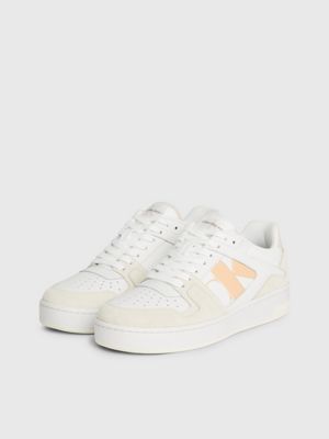 b white/creamy white/whisper pink suede trainers for women calvin klein jeans