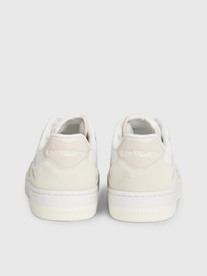 b white/creamy white/whisper pink suede trainers for women calvin klein jeans