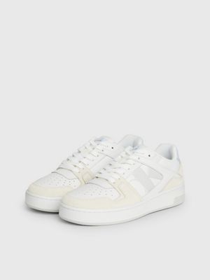 bright white/creamy white/baby blue suede trainers for women calvin klein jeans