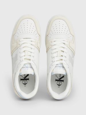 bright white/creamy white/baby blue suede trainers for women calvin klein jeans