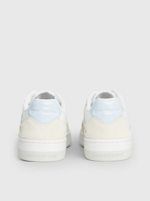 bright white/creamy white/baby blue suede trainers for women calvin klein jeans