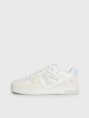 bright white/creamy white/baby blue suede trainers for women calvin klein jeans